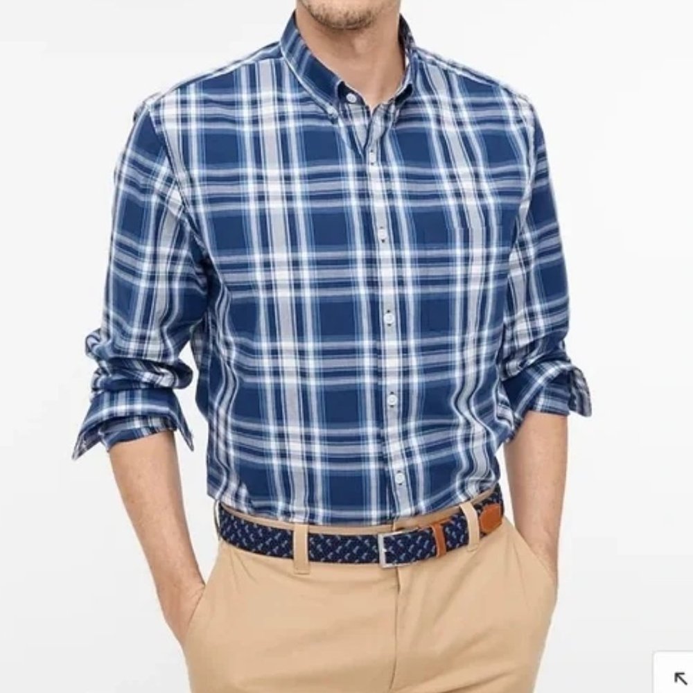 J Crew Crew Slim plaid flex men’s dress casual shirt